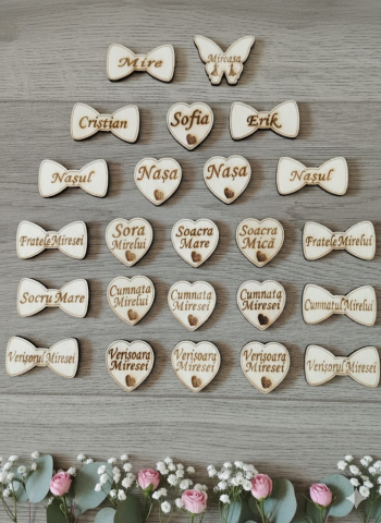 Evenimente & Nunți - Cocarde din lemn personalizate
