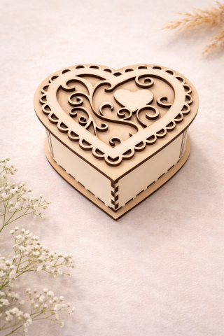Cadouri Personalizate - Cutie cu capac inimă din lemn