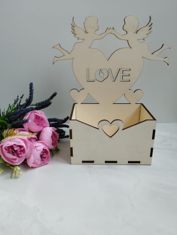 Cadouri Personalizate - Cutie din lemn model „Îngerași”