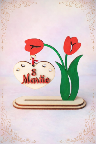 Topper „Fluture” - Decorațiune lalea lemn natur