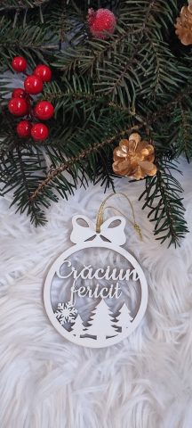 Decorațiuni Crăciun - Glob „Crăciun fericit” alb
