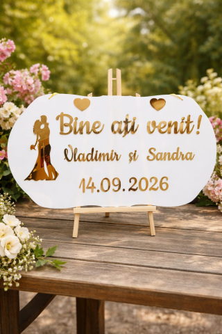 Plăcuță plexiglas personalizată „Bine ați venit” - Plăcuță plexiglas personalizată „Bine ați venit”
