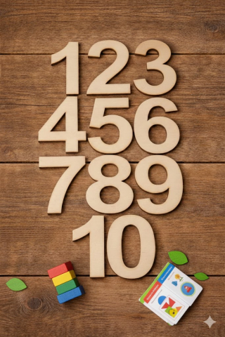 Produse copii - Set numere din lemn natur