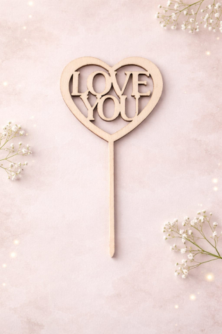 Cadouri Personalizate - Topper ”LOVE YOU” natur
