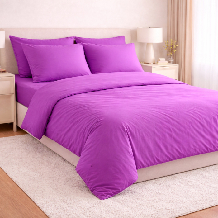 Set Lenjerie de Pat din Microfibră Satinată –culoare mov - Fină, Elegantă și Ușor de Întreținut [4]