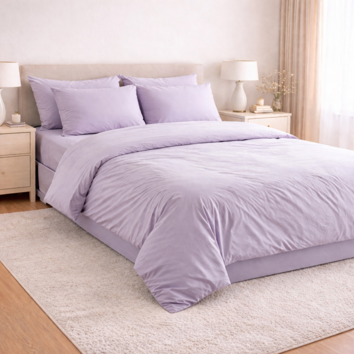 Set Lenjerie de Pat din Microfibră Satinată – culoare lila Fină, Elegantă și Ușor de Întreținut [4]