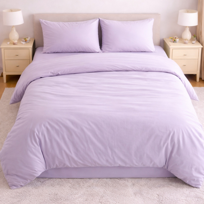 Set Lenjerie de Pat din Microfibră Satinată – culoare lila Fină, Elegantă și Ușor de Întreținut [2]