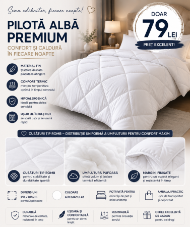 Perne - set complet pat cu pilota perne lenjerie si cuvertura eleganta