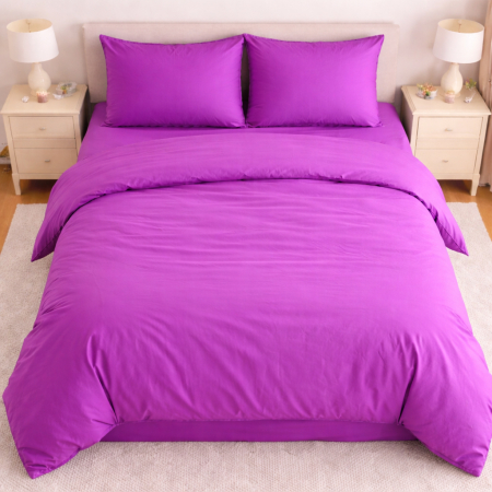 Set Lenjerie de Pat din Microfibră Satinată –culoare mov - Fină, Elegantă și Ușor de Întreținut [1]