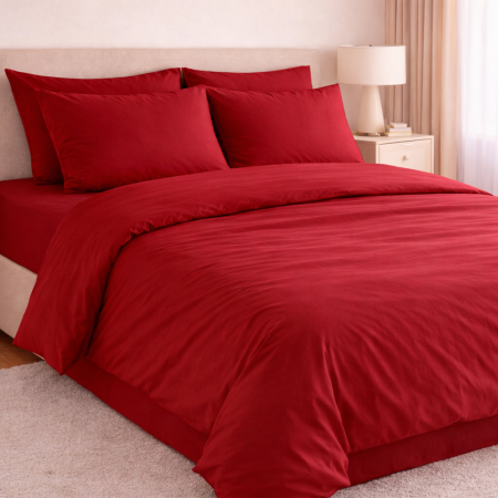 Set Lenjerie de Pat din Microfibră Satinată – culoare rosie - Fină, Elegantă și Ușor de Întreținut [3]