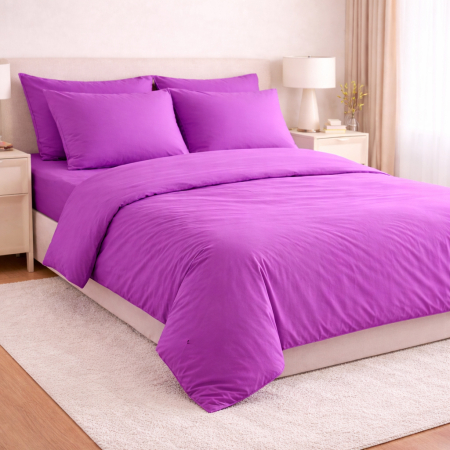 Set Lenjerie de Pat din Microfibră Satinată –culoare mov - Fină, Elegantă și Ușor de Întreținut [3]
