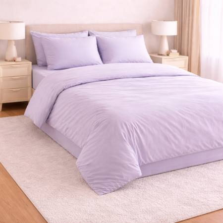 Lenjerii - Set Lenjerie de Pat din Microfibră Satinată – culoare lila Fină, Elegantă și Ușor de Întreținut