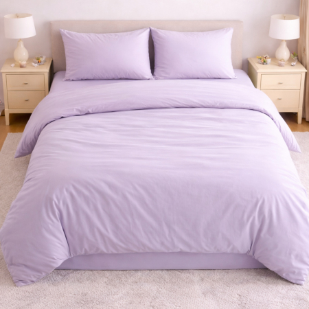 Set Lenjerie de Pat din Microfibră Satinată – culoare lila Fină, Elegantă și Ușor de Întreținut [1]