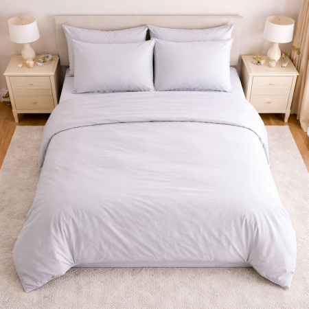 Set Lenjerie de Pat din Microfibră Satinată –culoare gri Fină, Elegantă și Ușor de Întreținut [3]