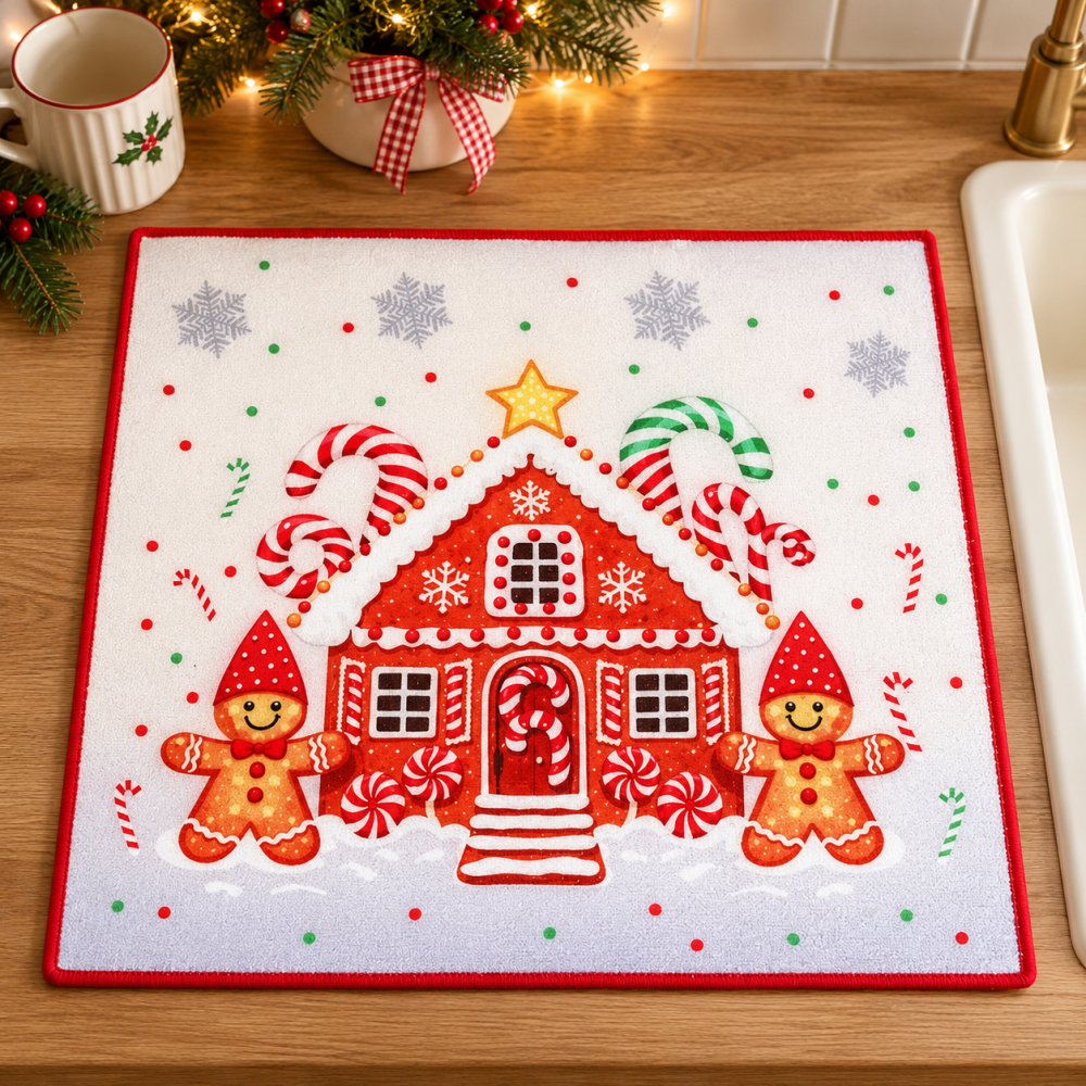 Covoraș pentru uscarea vaselor, Căsuță de turtă dulce, 45 × 40 cm [2]