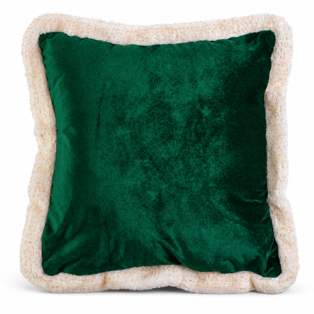 Pernă decorativă verde de Crăciun cu Moș Crăciun 3D și detalii aurii [3]