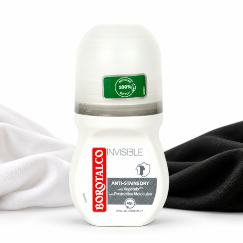 Îngrijire personală - Deodorant antiperspirant roll-on Borotalco Invisible Anti-Stains Dry, protecție 48H, fără alcool, 50 ml