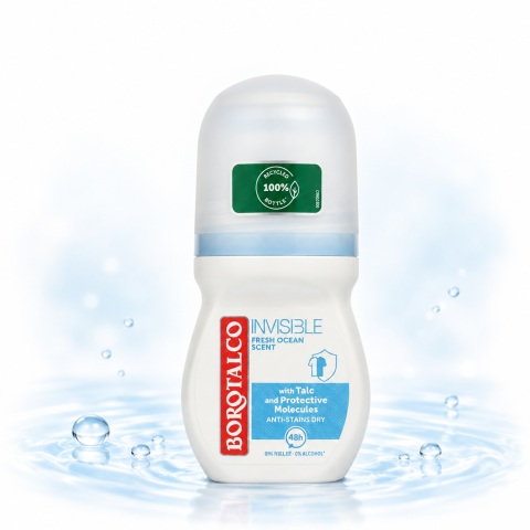 Îngrijire personală - Deodorant antiperspirant roll-on Borotalco Invisible, protecție 48H, parfum Fresh Ocean, 50 ml
