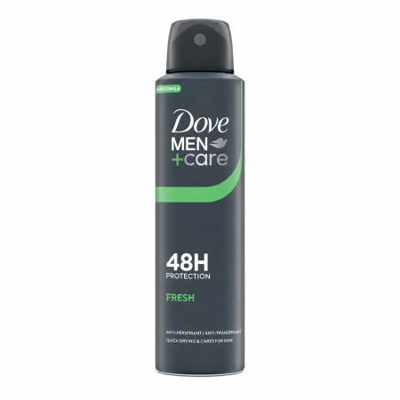 Deodorante - Dove Men+Care Extra Fresh Deodorant Antiperspirant Spray pentru Bărbați, Protecție 48h, 150 ml