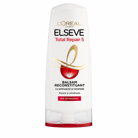 Balsamuri de păr - Balsam L'Oréal Paris Elseve Total Repair 5, reconstituant cu aminoacizi și ceramide, păr deteriorat, 200 ml