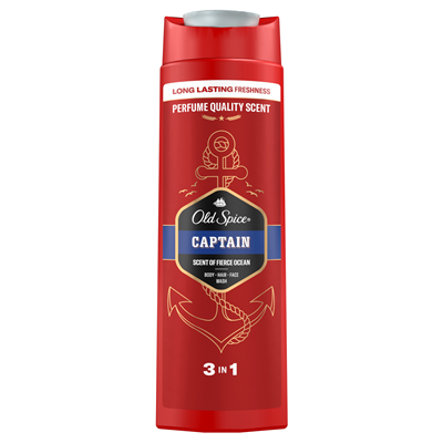 Geluri de duș - Gel de duș 3 în 1 Old Spice Captain pentru corp, față și păr, 400 ml