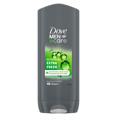 Geluri de duș - Gel de duș Dove Men+Care Extra Fresh, corp, față și păr, 400 ml