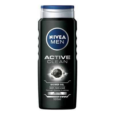 Geluri de duș - Gel de duș NIVEA Men Active Clean 3în1, Cărbune Activ, 500 ml