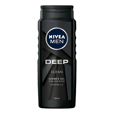 Geluri de duș - Gel de duș NIVEA Men Deep Clean 3în1, Argilă, 500 ml