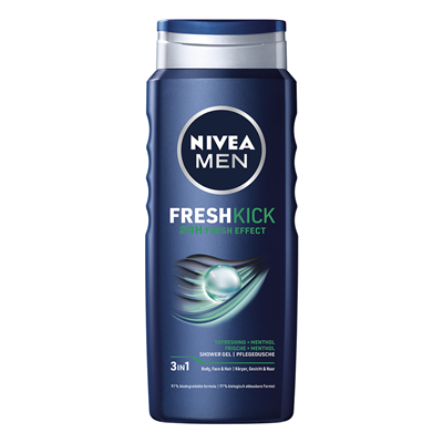 Geluri de duș - Gel de duș NIVEA Men Fresh Kick 3în1, Mentol, 500 ml
