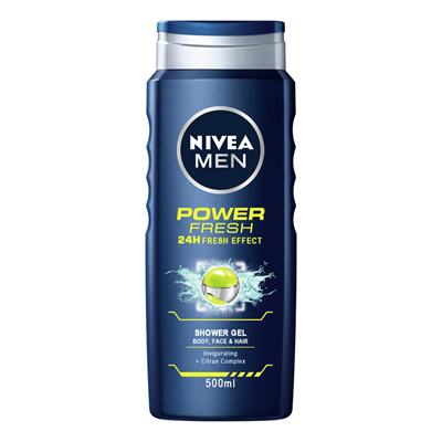 Geluri de duș - Gel de duș NIVEA Men Power Fresh 3în1, Efect Fresh 24H, 500 ml