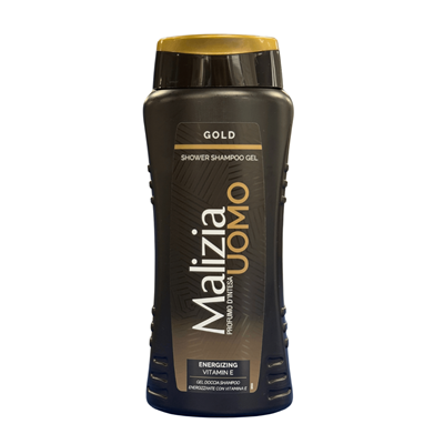Șampon - Gel de duș și șampon Malizia Uomo Gold 2în1, Vitamina E, 250 ml