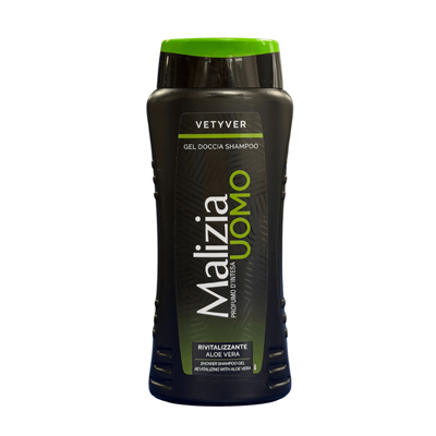 Șampon - Gel de duș și șampon Malizia Uomo Vetyver 2în1, Aloe Vera, 250 ml