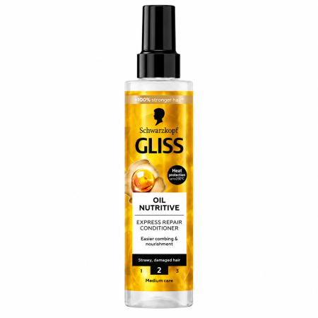 Balsamuri de păr - Balsam Spray Leave-In Gliss Oil Nutritive Express Repair, pentru Păr Deteriorat, Protecție Termică, 200 ml