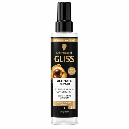 Balsamuri de păr - Balsam Spray Leave-In Gliss Ultimate Repair Express Repair, pentru Păr Foarte Deteriorat și Uscat, Protecție Termică, 200 ml