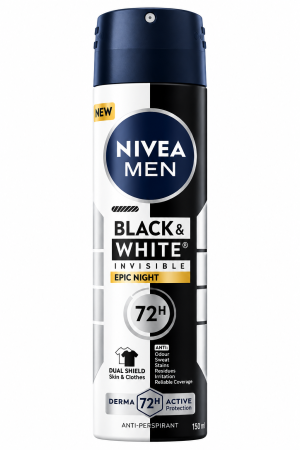 Deodorante - NIVEA MEN Black & White Invisible Epic Night Antiperspirant Spray, Protecție 72h, 150 ml