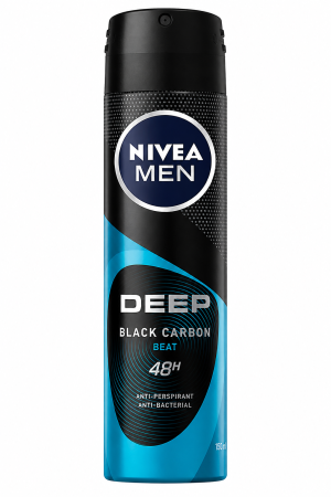 Deodorante - NIVEA Men Deep Black Carbon Beat Deodorant Antiperspirant Spray pentru Bărbați, 150 ml