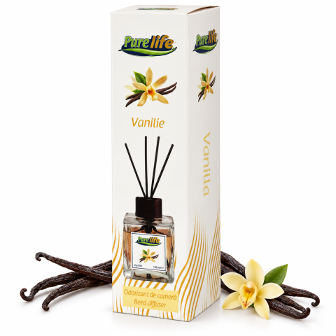 Odorizante pentru casă - Odorizant de cameră cu bețișoare Purelife, Vanilie, 120 ml