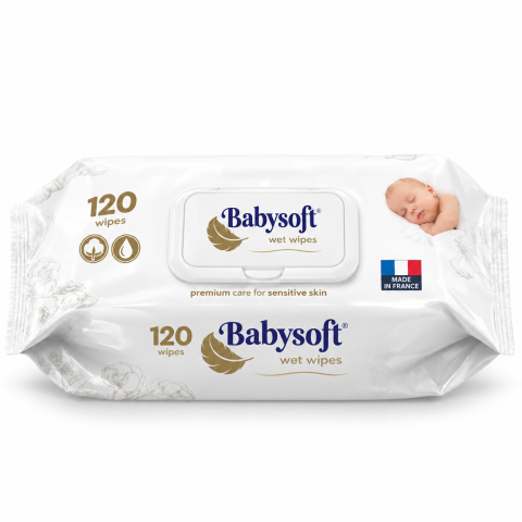 Șervețele - Șervețele umede pentru copii BABYSOFT Premium, 120 bucăți