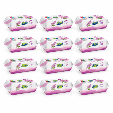 Șervețele - Set 12 pachete servetele umede Pure Lilac 120 buc