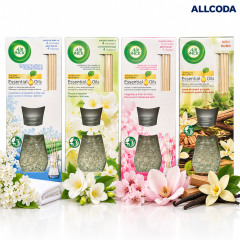 Odorizante pentru casă - Set 4 odorizante de camera Air Wick cu betisoare, 25 ml/buc