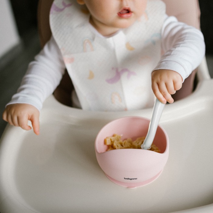 Bol din silicon cu ventuza pentru copii Babyono roz 1481/02 [6]