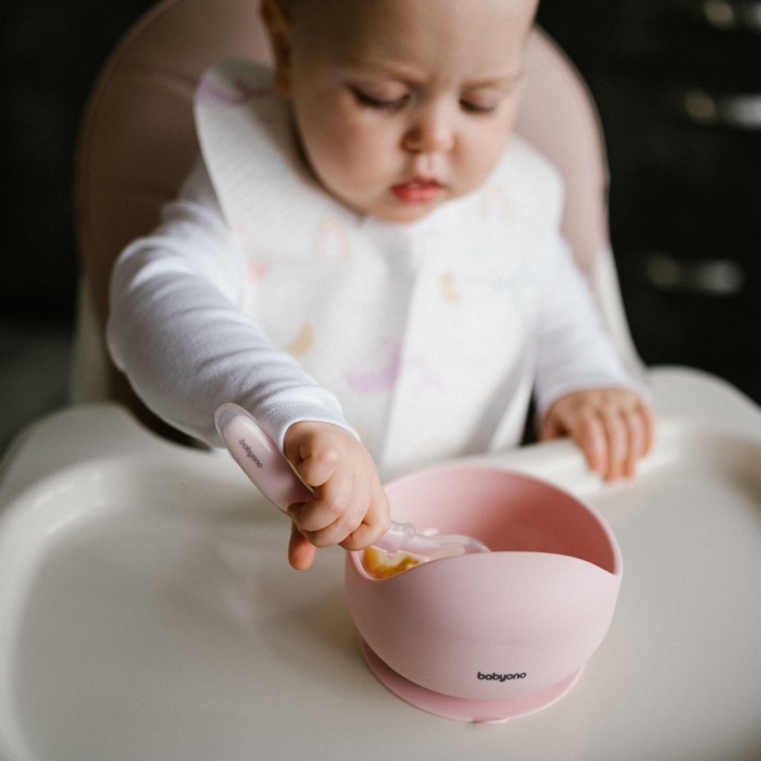 Bol din silicon cu ventuza pentru copii Babyono roz 1481/02 [8]