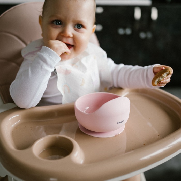 Bol din silicon cu ventuza pentru copii Babyono roz 1481/02 [7]