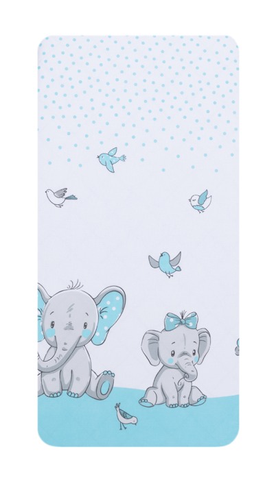 Cearceaf din bumbac pentru saltea 120x60 cm, Elefant&Birds Blue, Beberoyal, CF-001-103 [1]