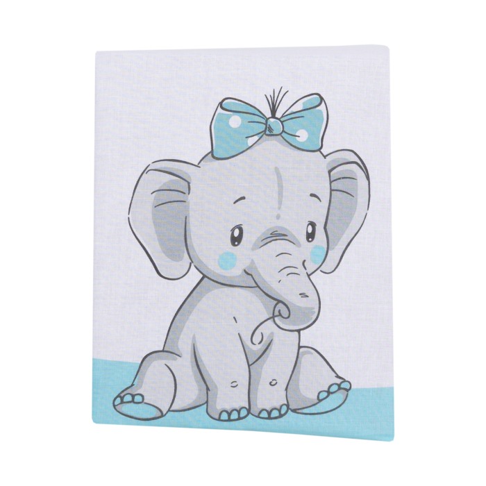 Cearceaf din bumbac pentru saltea 120x60 cm, Elefant&Birds Blue, Beberoyal, CF-001-103 [2]