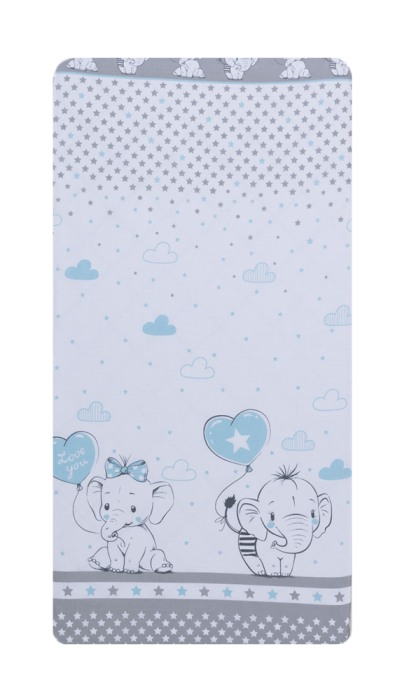 Cearceaf din bumbac pentru saltea 120x60 cm, Love Elephants Blue, Beberoyal, CF-001-101 [1]