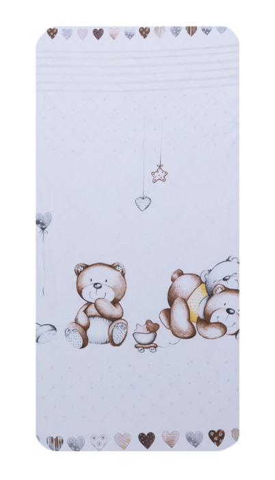 Cearceaf din bumbac pentru saltea 120x60 cm, Teddy Bear&Hearts Alb, Beberoyal, CF-001-108 [1]