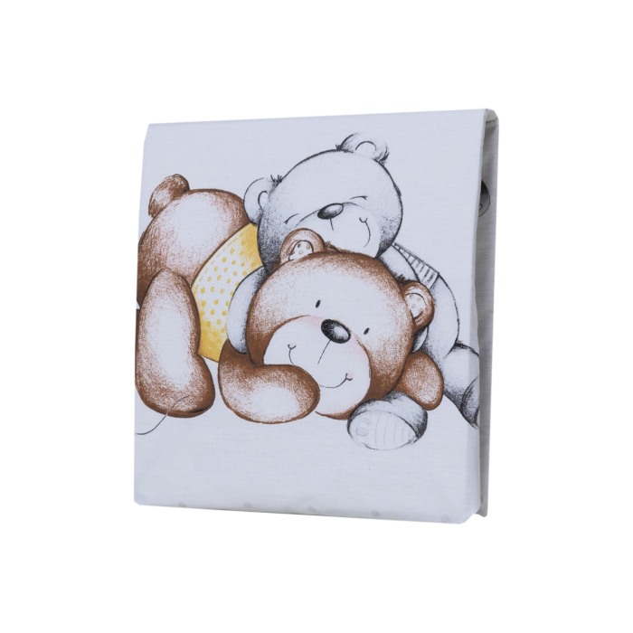 Cearceaf din bumbac pentru saltea 120x60 cm, Teddy Bear&Hearts Alb, Beberoyal, CF-001-108 [2]