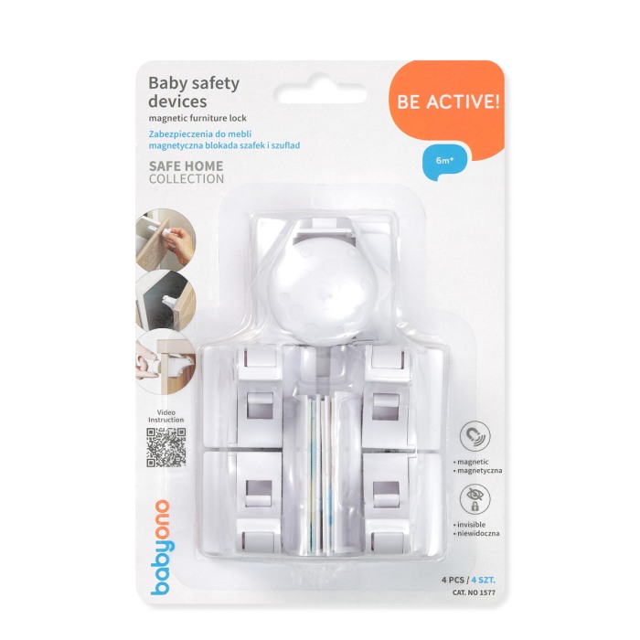 Dispozitive de siguranță pentru bebeluși. Încuietoare magnetică pentru mobilă, 4 buc. Babyono 1577 [3]