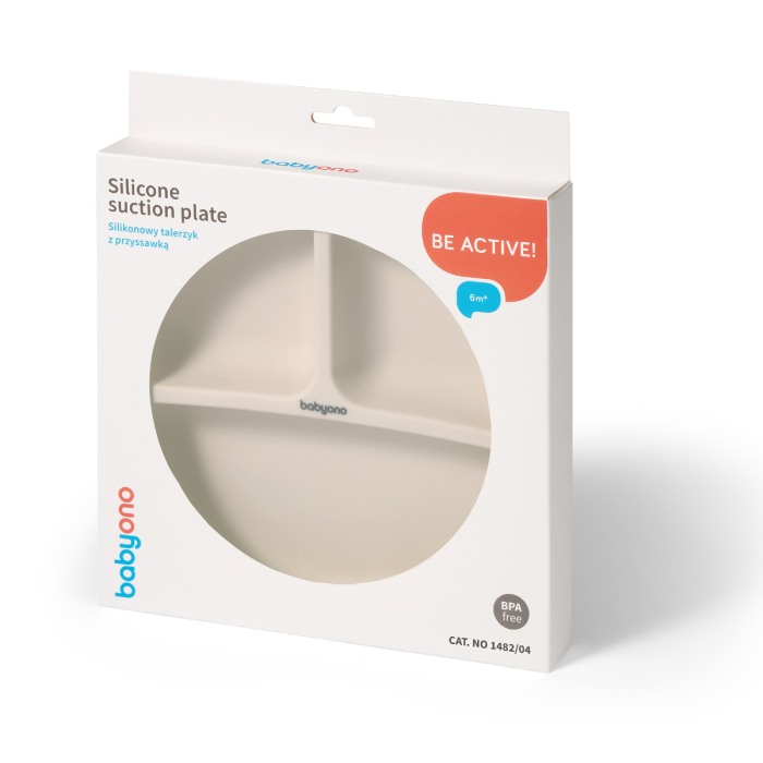 Farfurie din silicon cu ventuza pentru copii Babyono crem 1482/04 [2]